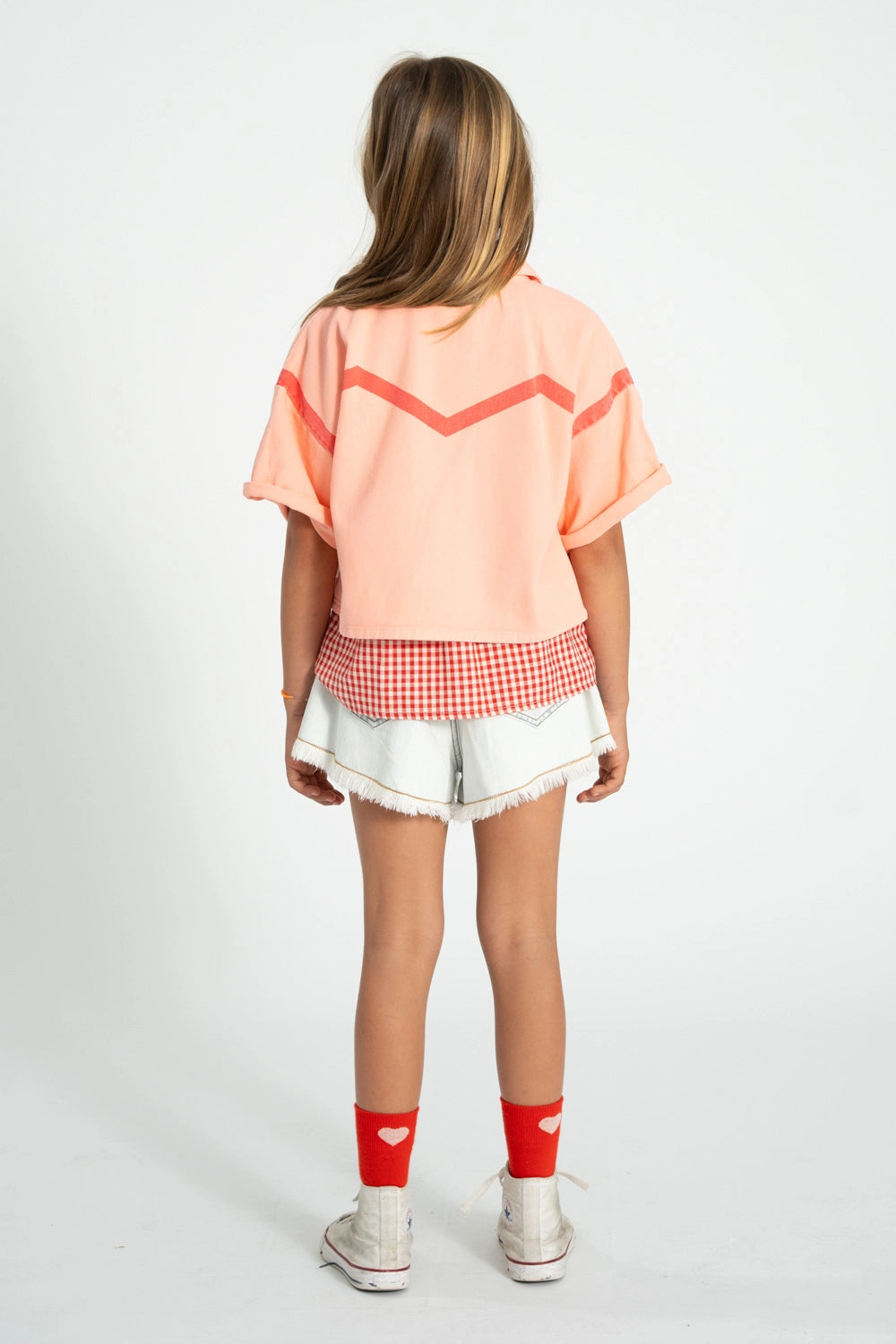 Short-sleeve jacket | pink with pink stripes Piupiuchick – petit