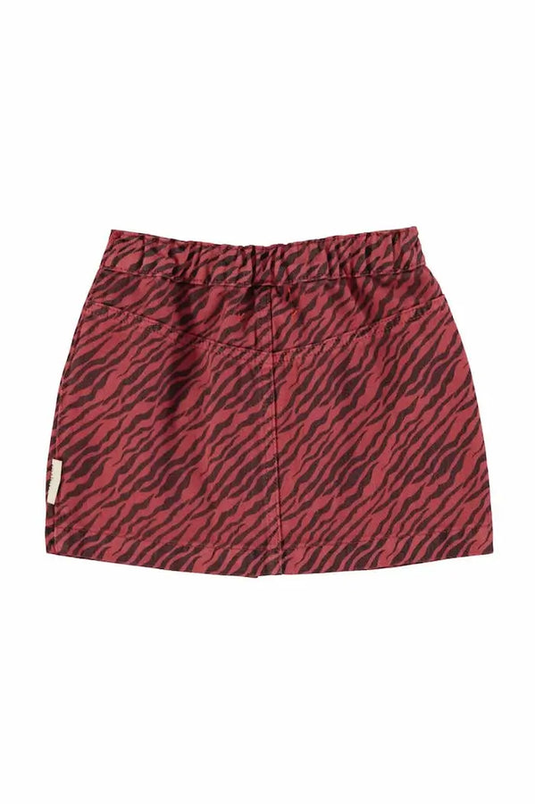 Falda mini burdeos con cebra print de Piupiuchick-vista trasera.
