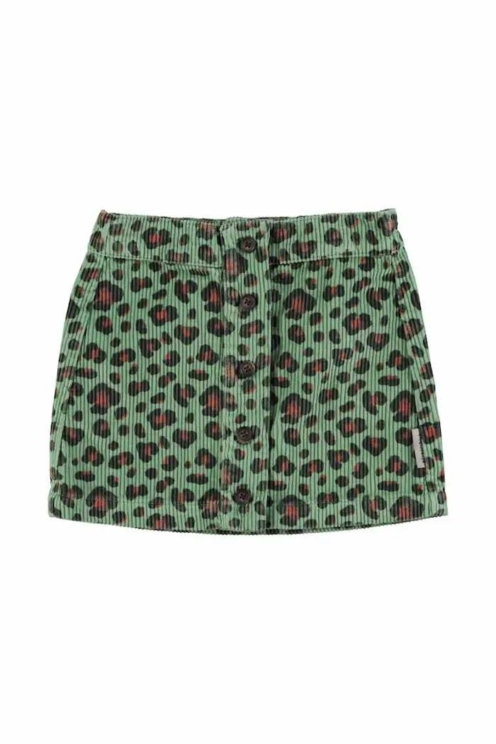 Flda corta de pana verde con estampado de animal print de Piupiuchick.