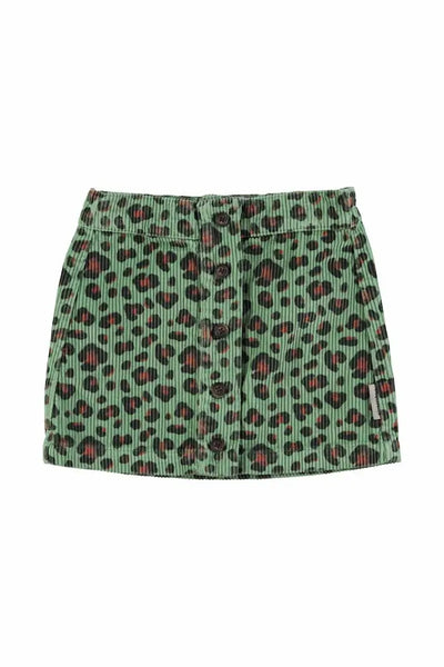 Flda corta de pana verde con estampado de animal print de Piupiuchick.