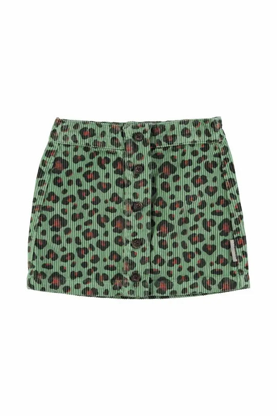 Flda corta de pana verde con estampado de animal print de Piupiuchick.