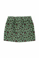 Falda corta de pana verde con estampado  de animal print para niñas de Piupiuchick- vista atrás.