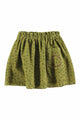 Falda corta de color verde caqui con estampado de flores negros de Piupiuchick.