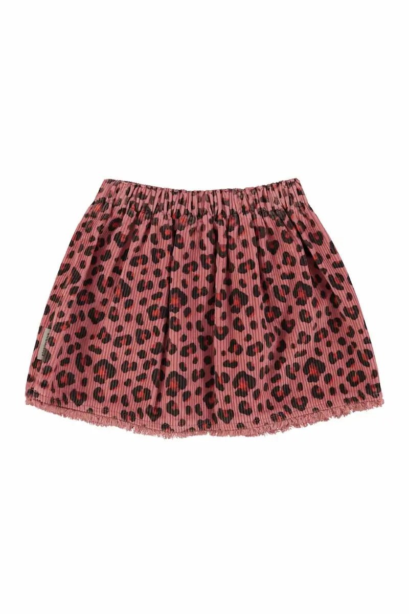 Falda rosa de animal print de pana de Piupiuchick, vista trasera.