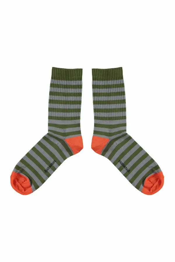 Calcetines de rayas azules y verdes de Piupiuchick para niños y niñas.