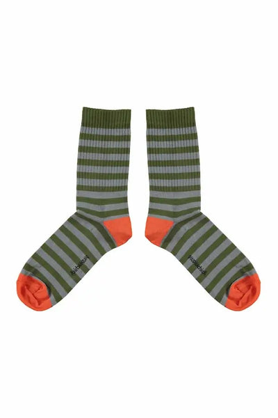Calcetines de rayas azules y verdes de Piupiuchick para niños y niñas.