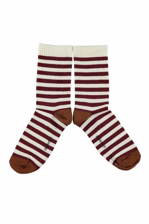 Calcetines de rayas color crudo y burdeos de Piupiuchick.