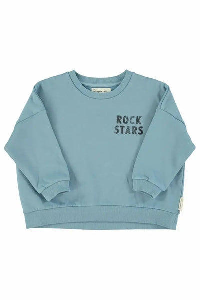Sudadera azul unisex co texto "Rock stars" en el pecho de Piupiuchick.