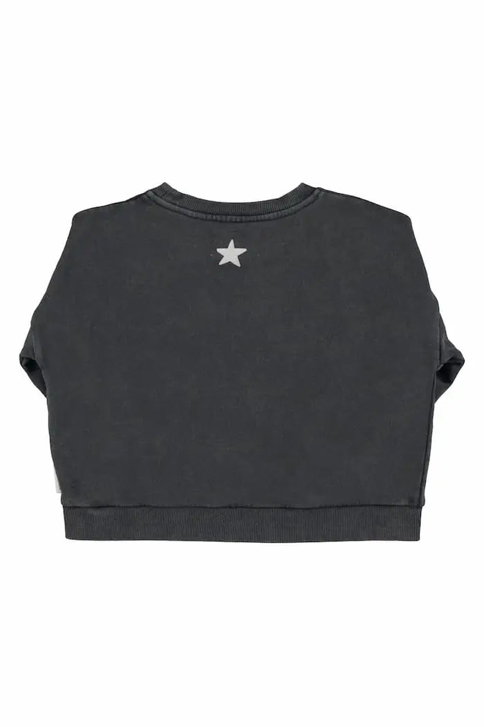 Sudadera negra de Piupiuchick para niños y niñas, vista trasera.
