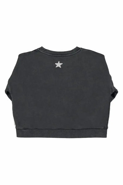 Sudadera negra de Piupiuchick para niños y niñas, vista trasera.