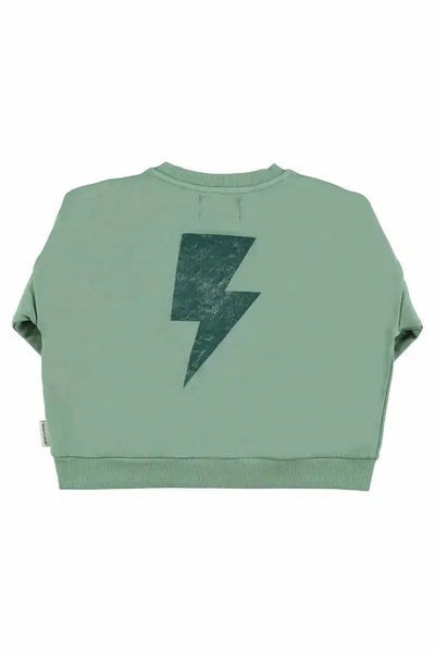 Sudadera unisex verde con un dibujo de rayo en la parte trasera de Piupiuchick