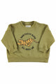 Sudadera unisex verde caqui con estampado de tigre en la parte delantera de Piupiuchick.