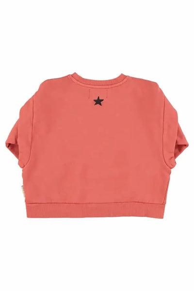 Vista trasera de la sudadera rosa con texto "Groupie" en el pecho, Piupiuchick.