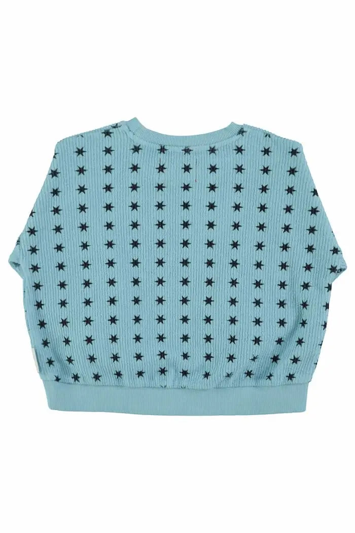 Sudadera azul con estrellas negras de Piupiuchick, vista trasera.