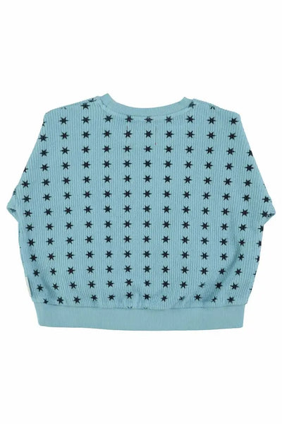 Sudadera azul con estrellas negras de Piupiuchick, vista trasera.
