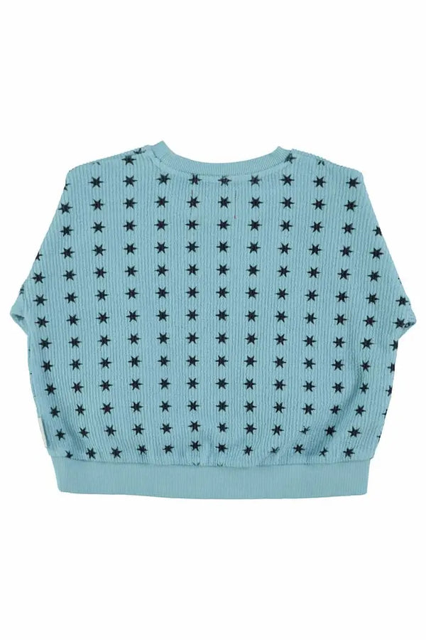 Sudadera azul con estrellas negras de Piupiuchick, vista trasera.