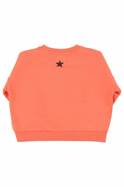 Vista atrás de sudadera unisex naranja de Piupuchick.