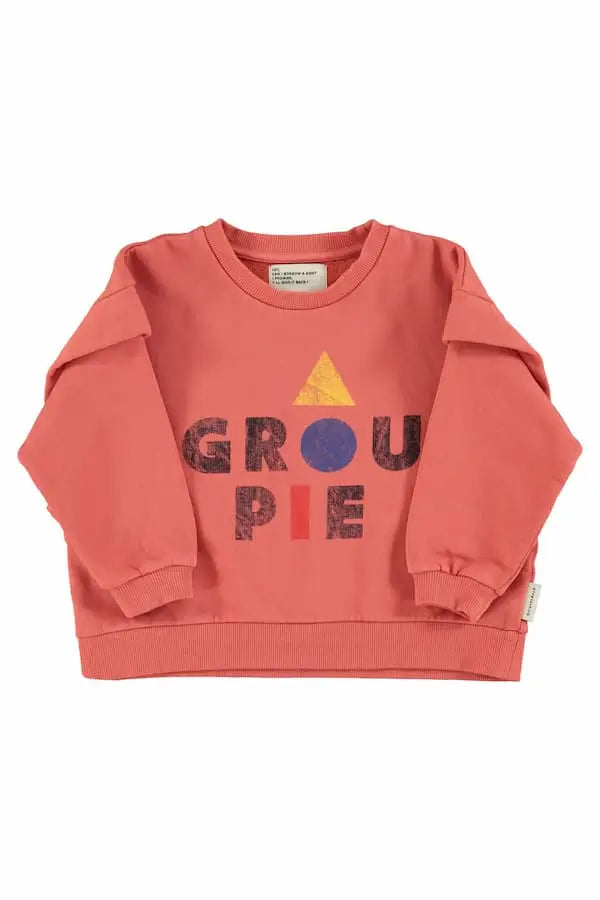 Sudadera rosa con texto "Groupie" en la parte delantera para niñas de Piupiuchick.