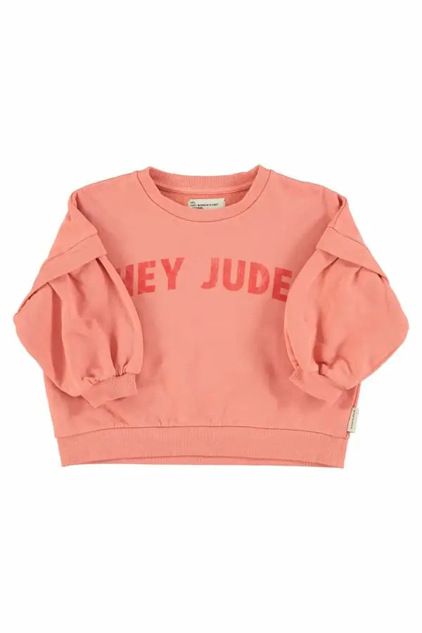Sudadera rosa con texto Hey Jude en la parte delantera de Piupiuchick moda infantil para niñas
