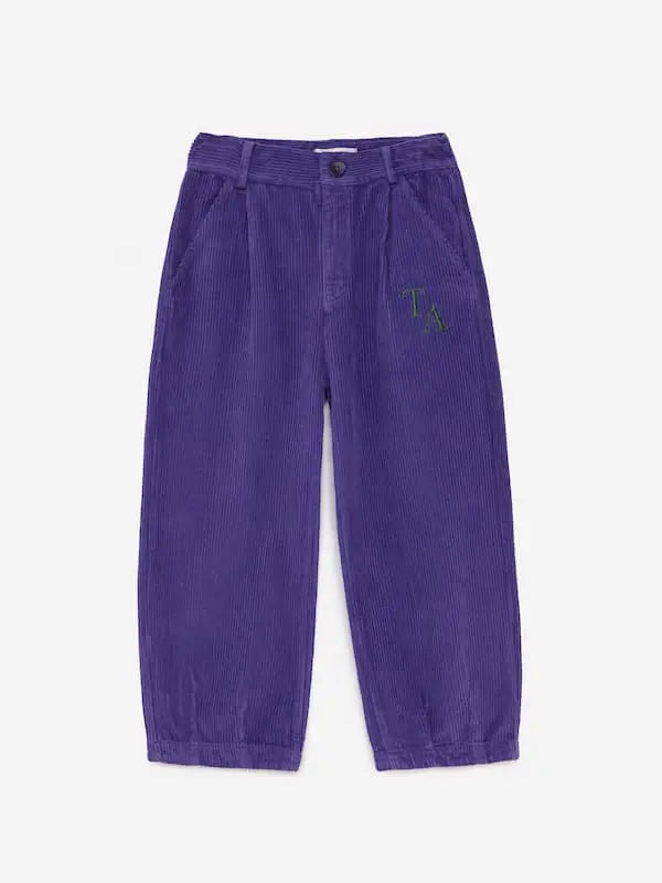 Pantalones de pana de color morado Nº1 Violet Indigo  de True Artist moda sostenible para niñas y niños.