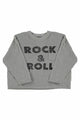 Camiseta  gris de rizo de manga larga con texto "Rock & Roll" para niños y niñas de Piupiuchick.