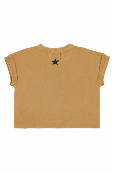Vista trasera de la camiseta unisex mostaza de rizo, Piupiuchick.