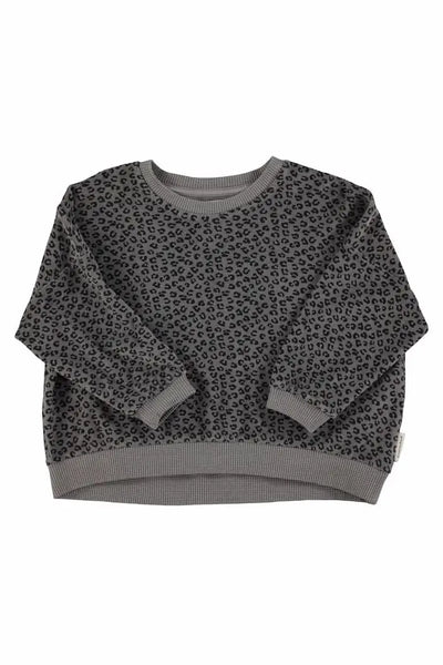 Sudadera unisex de rizo gris con estampado negro de animal print de Piupiuchick.