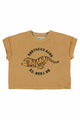 Camiseta de rizo mostaza con estampado de tigre, vista delantera, Piupiuchick.