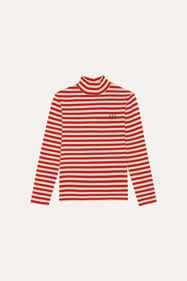 Red Stripes Turtle Neck Tshirt The Campamento
