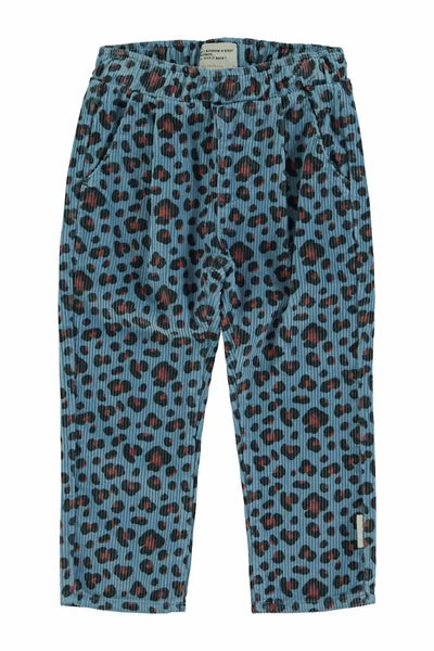 Pantalones azules  unisex de pana con estampado de animal print para niñas y niños de Piupiuchick.