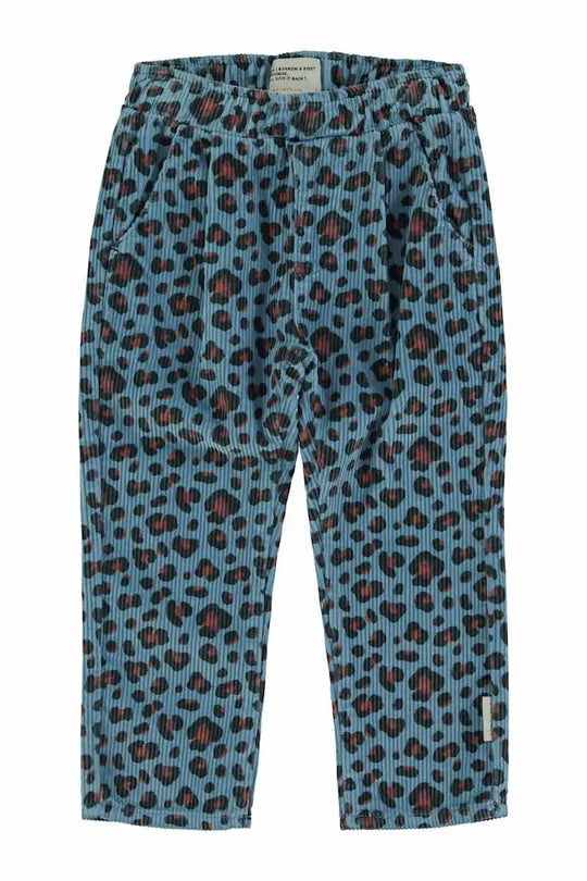 Pantalones azules  unisex de pana con estampado de animal print para niñas y niños de Piupiuchick.