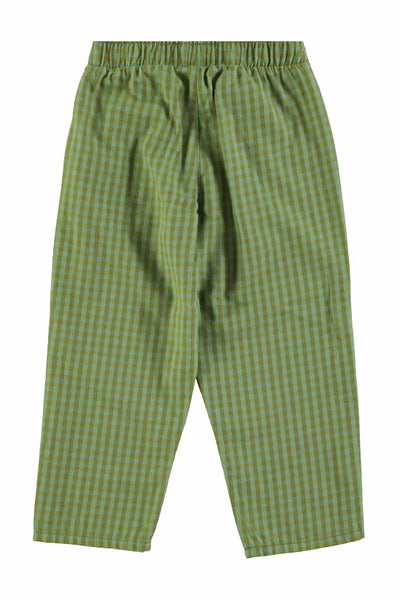 Pantalones unisex verdes de cuadros de PIupiuchick, vista atrás.