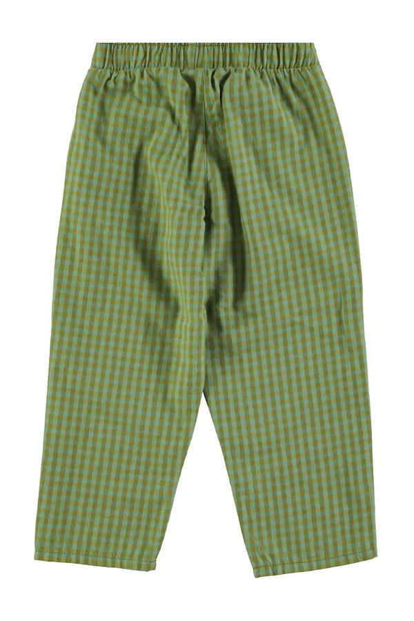 Pantalones unisex verdes de cuadros de PIupiuchick, vista atrás.