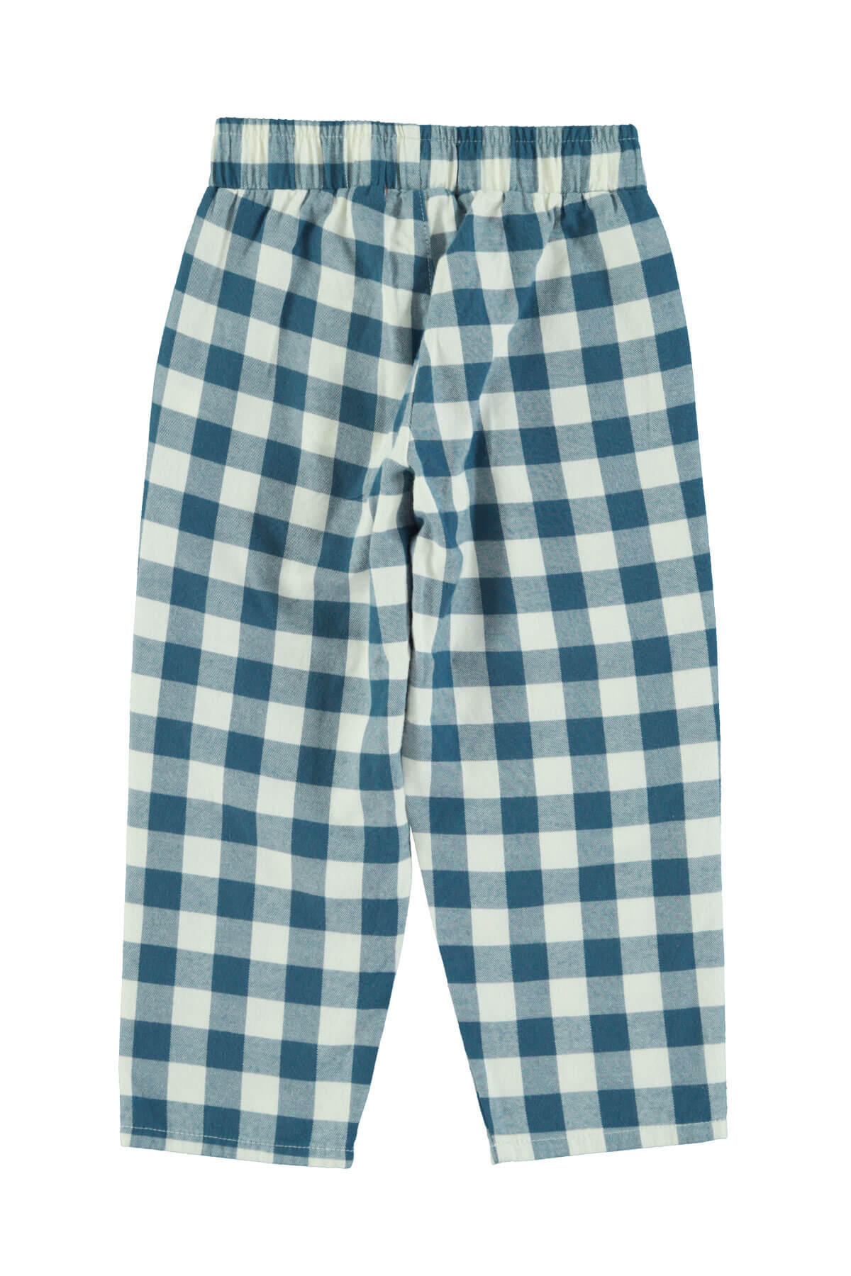 Vista atras de pantalon de cuadros blancos y azules de Piupiuchick