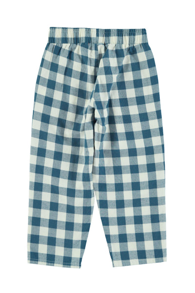 Vista atras de pantalon de cuadros blancos y azules de Piupiuchick