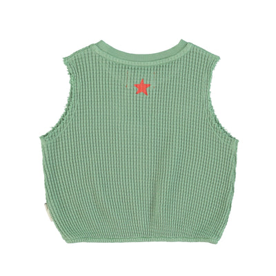 Piupiuchick sleeveless top green w/ "hot hot" print