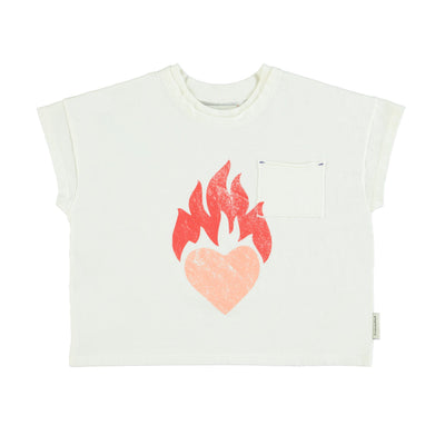 Piupiuchick t'shirt ecru w/ heart print