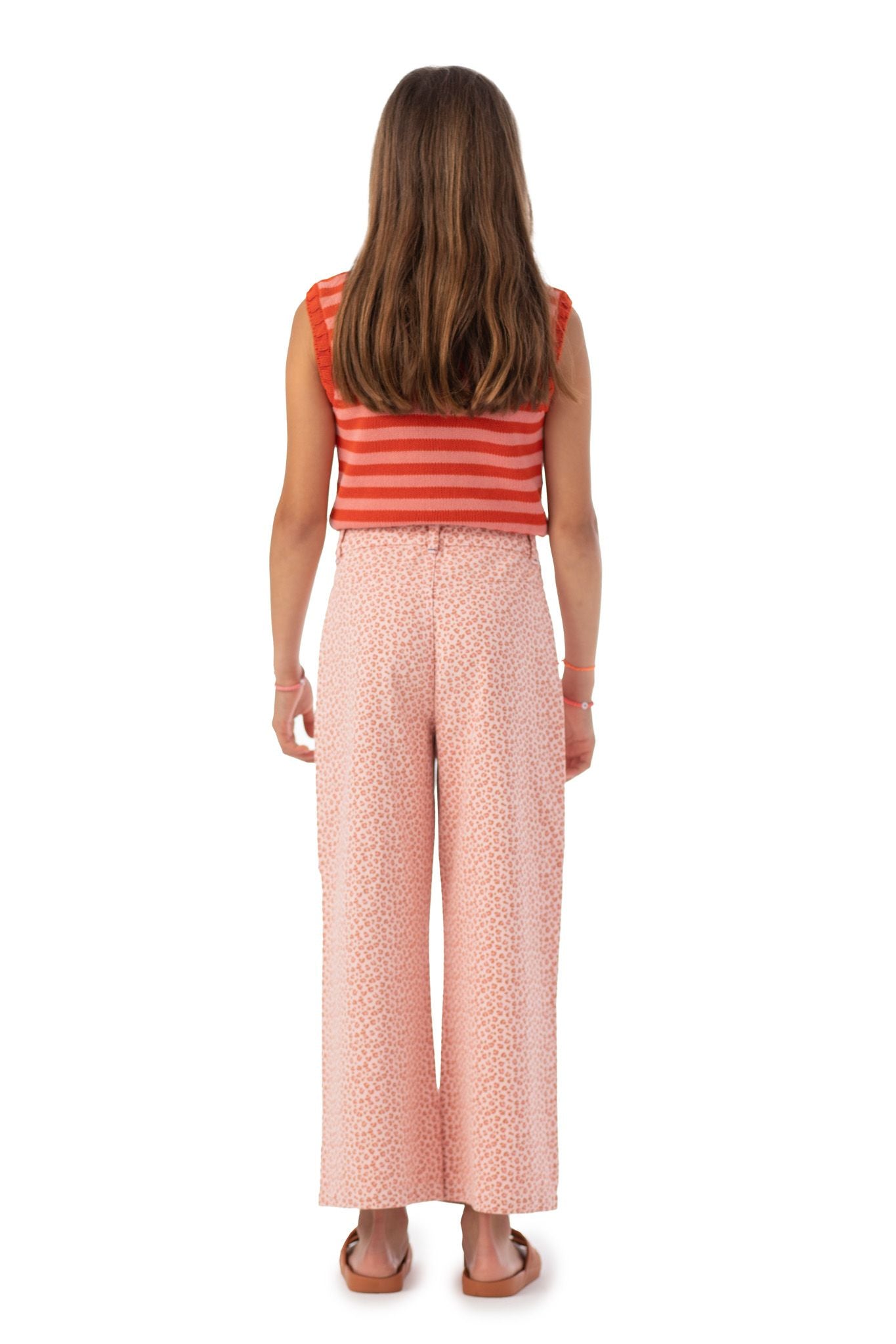 Piupiuchick flare trousers light pink w/ animal print