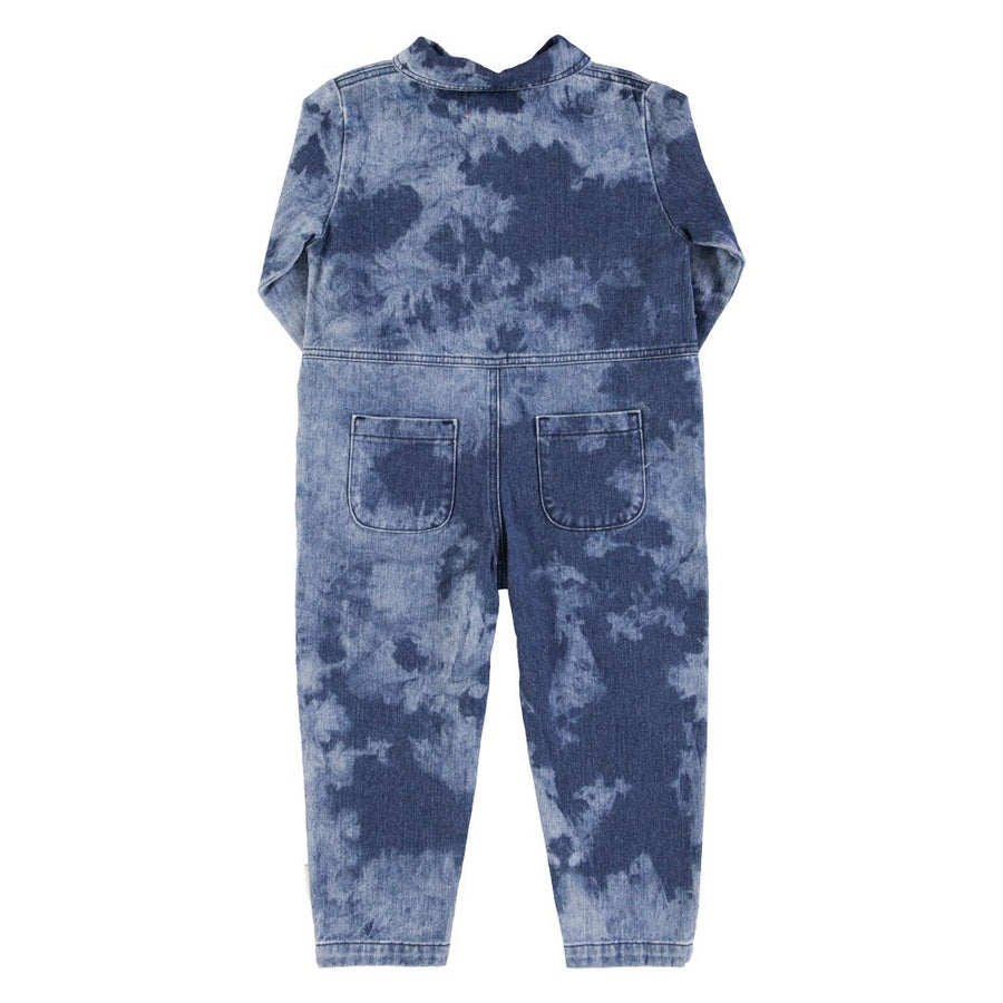 Long Sleeve Jumpsuit Piupiuchick Blue Tie Dye Denim