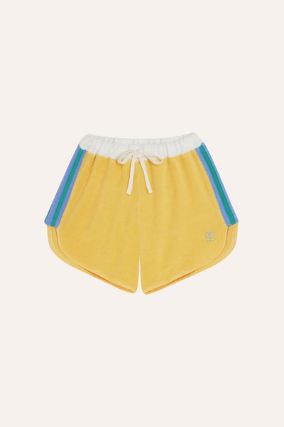 Pantalones cortos amarillos color block