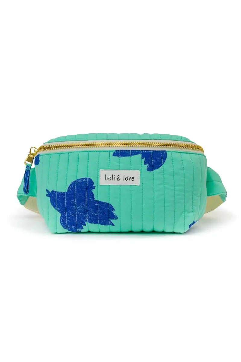 Riñonera turquesa con estampado de pájaros Holi & Love