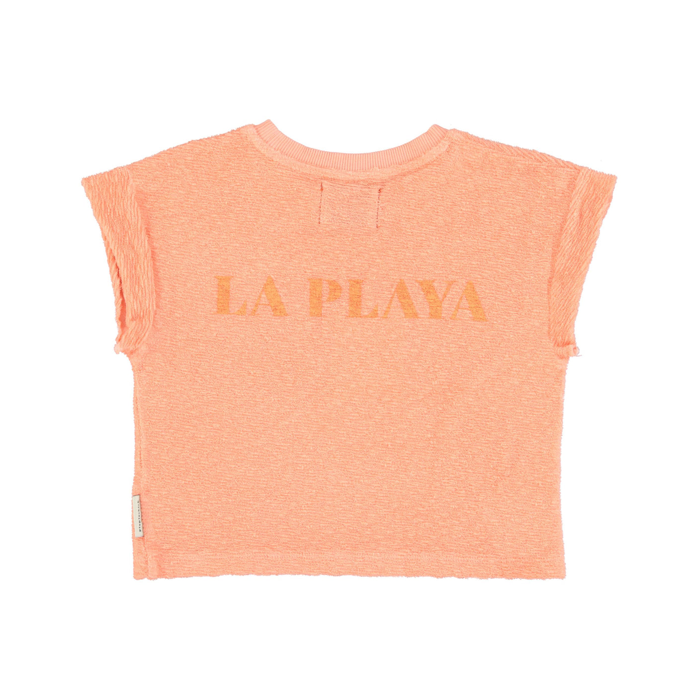 Piupiuchick t'shirt coral w/ "la playa" print