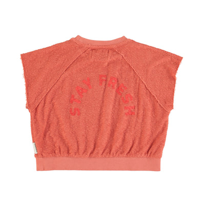 Piupiuchick sleeveless sweatshirt terracota w/ apple print