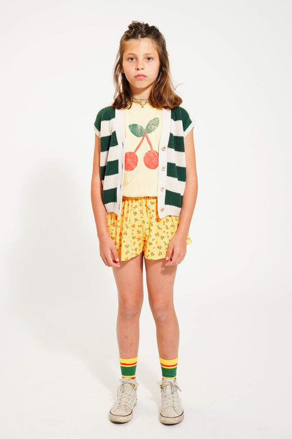 Shorts amarillos con estampado de flores pequeñas para niñas Piupiuchick