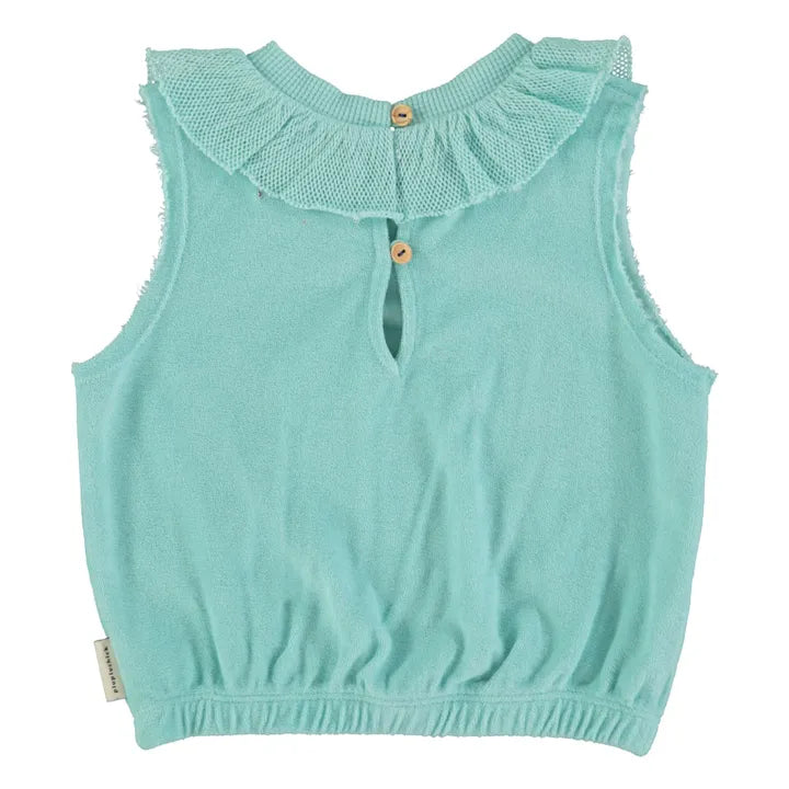 Top con cuello/azul w/feelin alive print