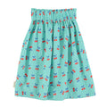 Vista tras de falda larga turquesa con estampado de cerezas Piupiuchick