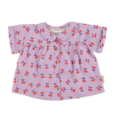 Peter Pan collar shirt | lilac & white with cherry print Piupiuchick