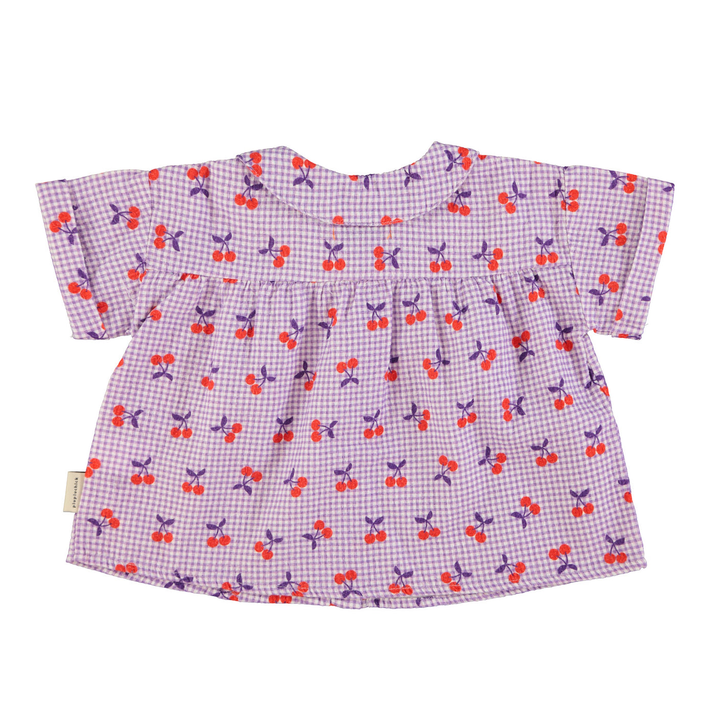 Peter Pan collar shirt | lilac & white with cherry print Piupiuchick
