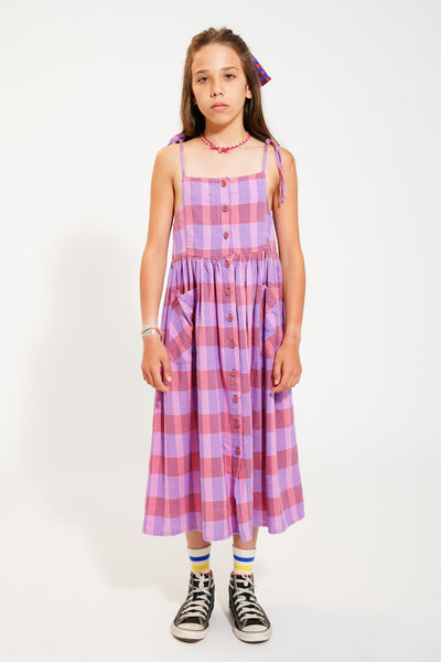 Vestido largo| cuadros lila Piupiuchick