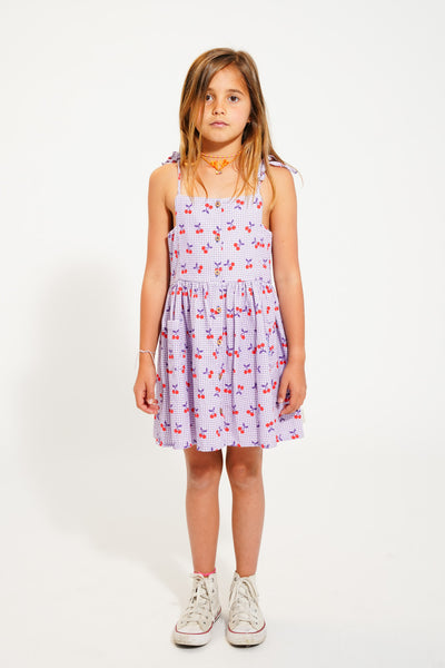 Vestido corto| lila & blanco con estampado de cerezas Piupiuchick